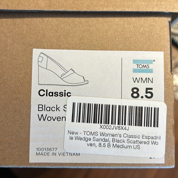 TOMS, classic wedge espadrille sandal. Black. 8.5 US women’s - Picture 4 of 4